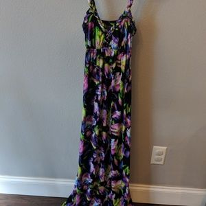 Black Maxi dress with beautiful purple design